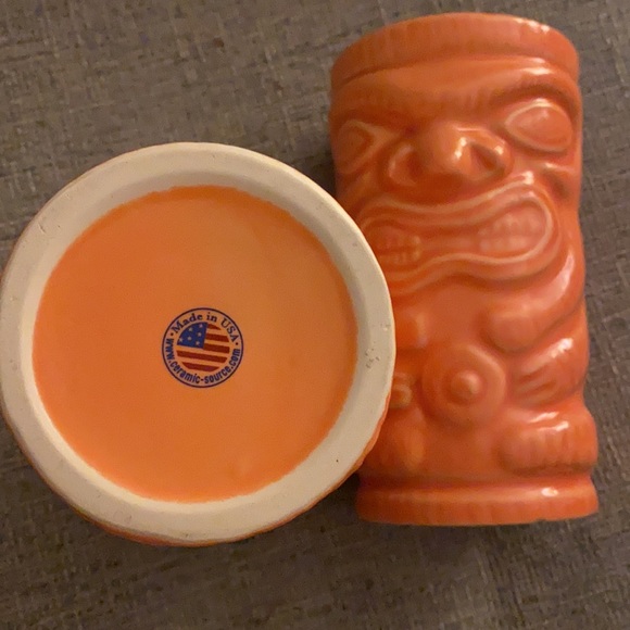 NEW set of 2 Orange Tiki Cocktail Mugs - Picture 4 of 6